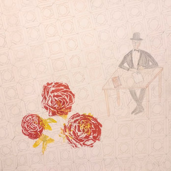 Fernando Pessoan ruusut, 2016, pressprint ja puuvärit pahville, 48x55